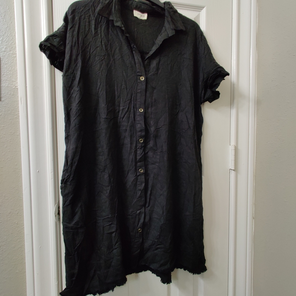 Black Button-Up Shirt Dress